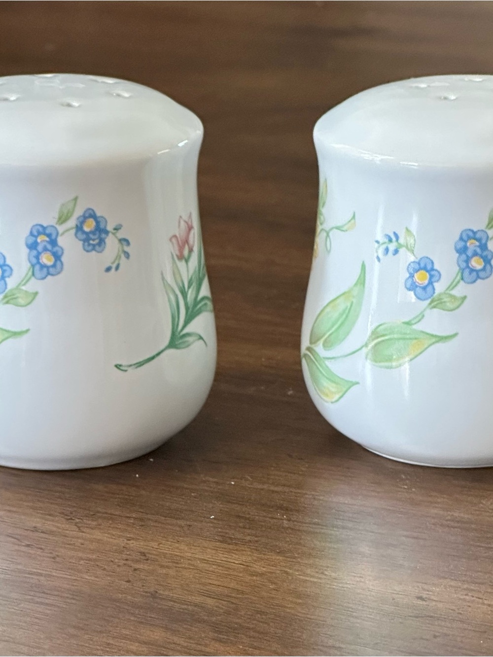 Corelle White Floral Salt and Pepper Shakers From the Pattern “My Garden”